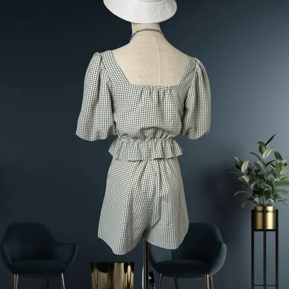 Women's J.ing Giselle Gingham Crop Top & Wrap Skort (Green S) - Picture 2 of 8